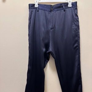 Nili Lotan, navy silk, drop crotch pants